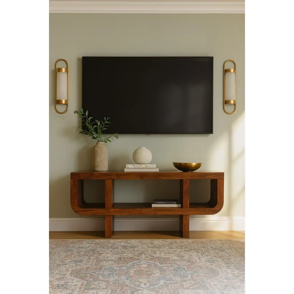 Artisan Furniture Massief hout Orion gebogen kastanje mediameubel