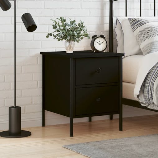 NNEVL Bedside Cabinet Black 40x42x50 cm Engineered Wood