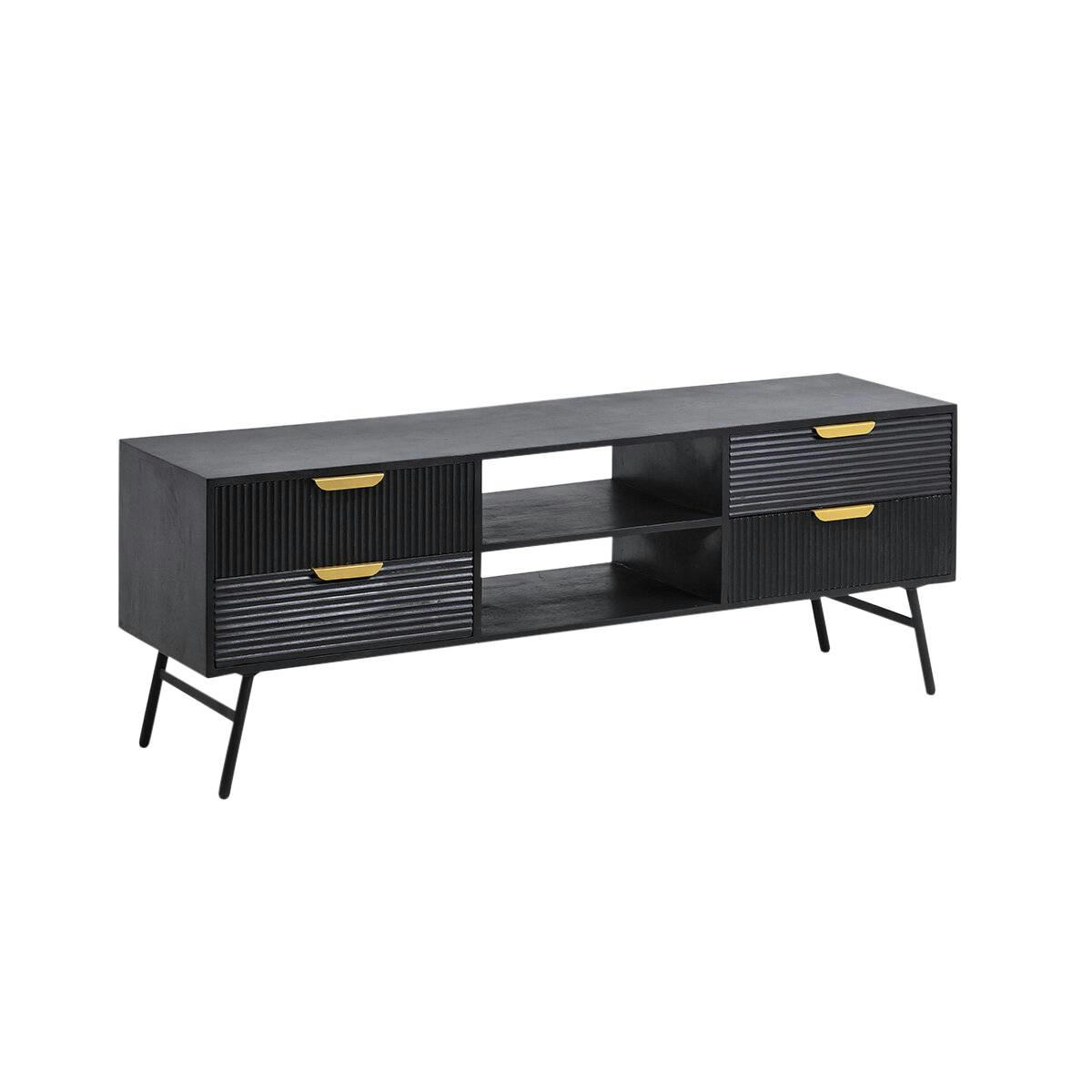 JAMES - Meuble TV en bois noir 150 cm