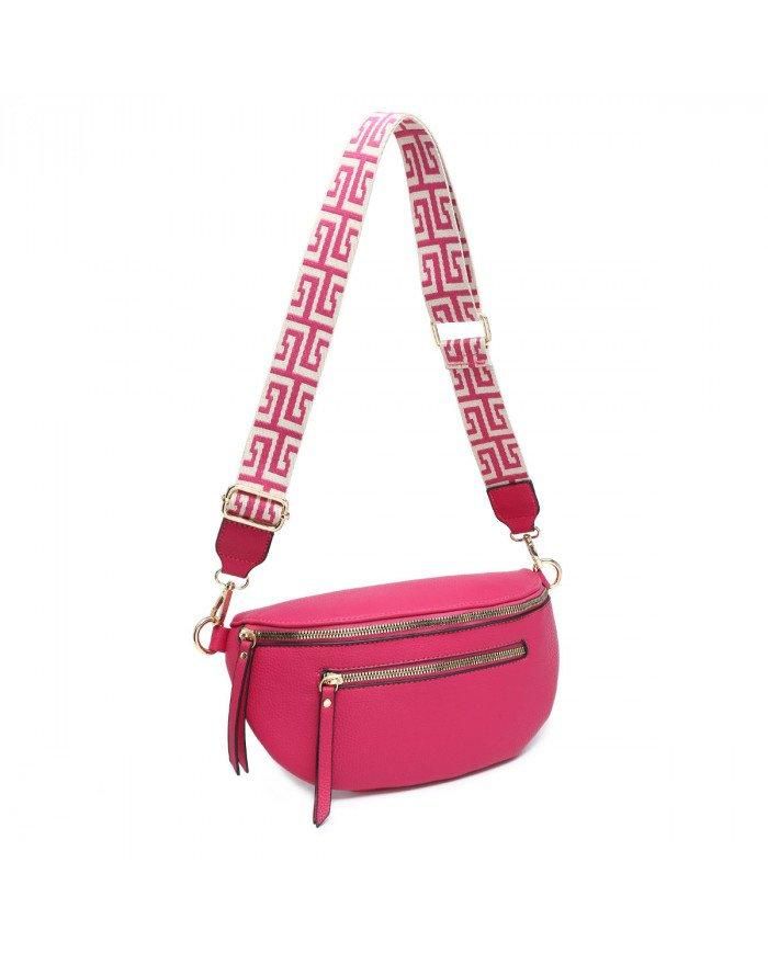 JFY Canvas Strap Sling Chest Bag with Tassels