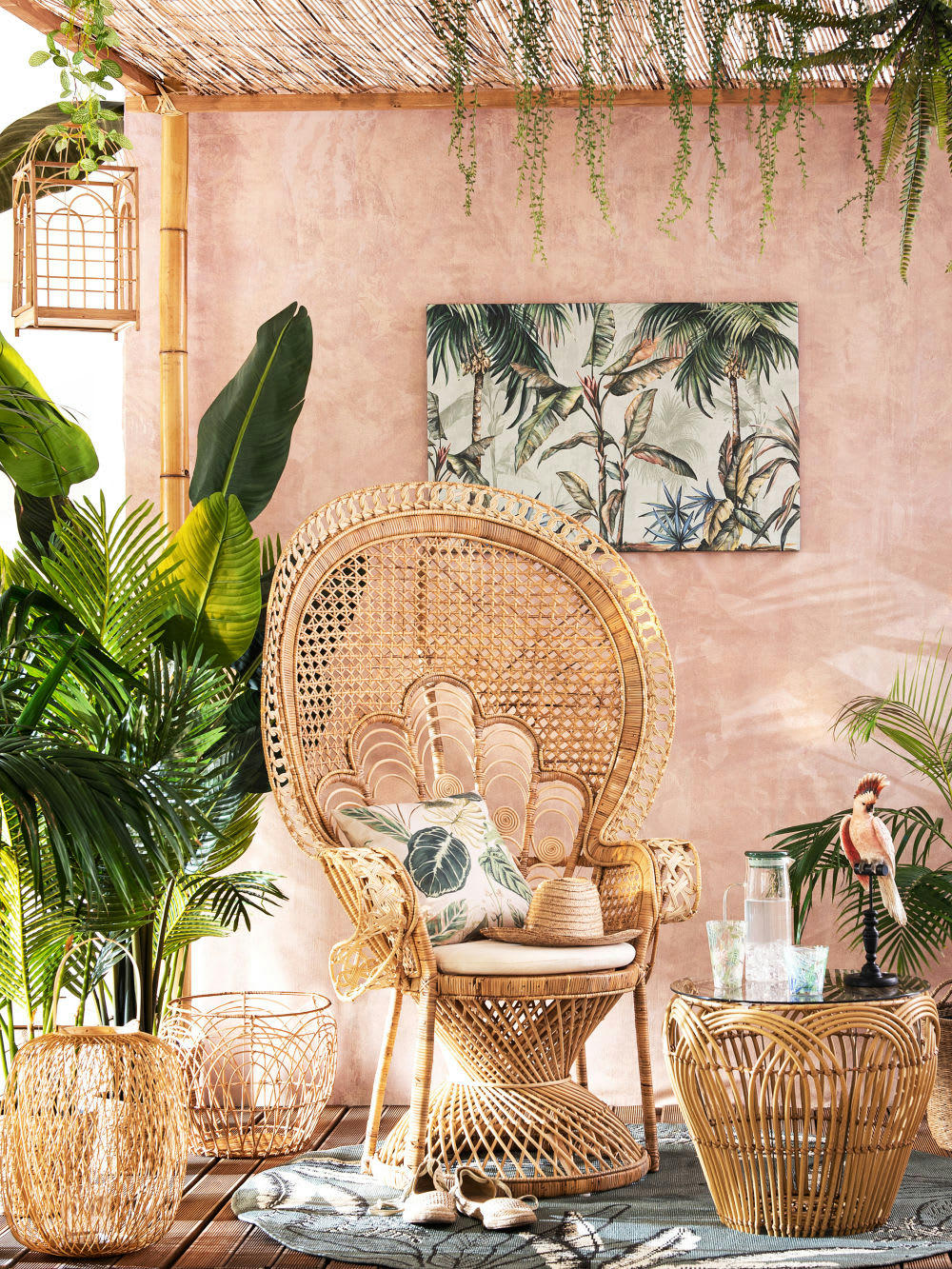 DOUKKA - Statue perroquet multicolore H40