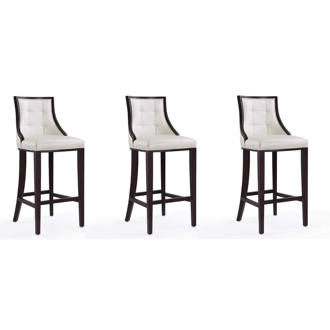Manhattan Comfort Fifth Avenue 45 in. Walnut Beech Wood Bar Stool (Set of 3)