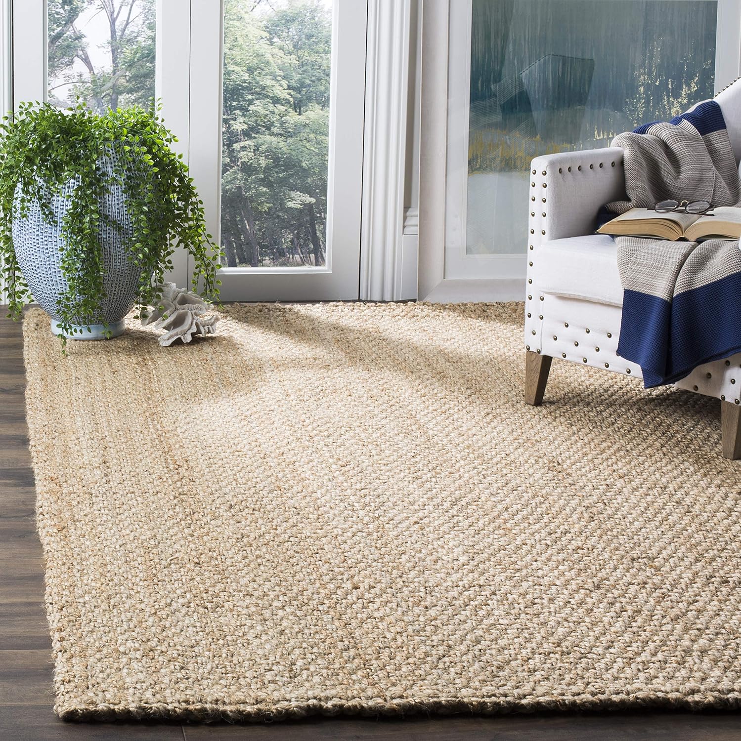 SAFAVIEH Area Rug 9x12 - Natural Fiber Collection - Large - Natural Brown, Handmade Jute, Basketweave Design (NF401A)