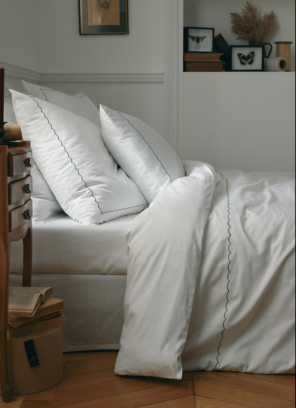 HOUSSE COUETTE SATIN CLOTHILDE VERT SAPIN