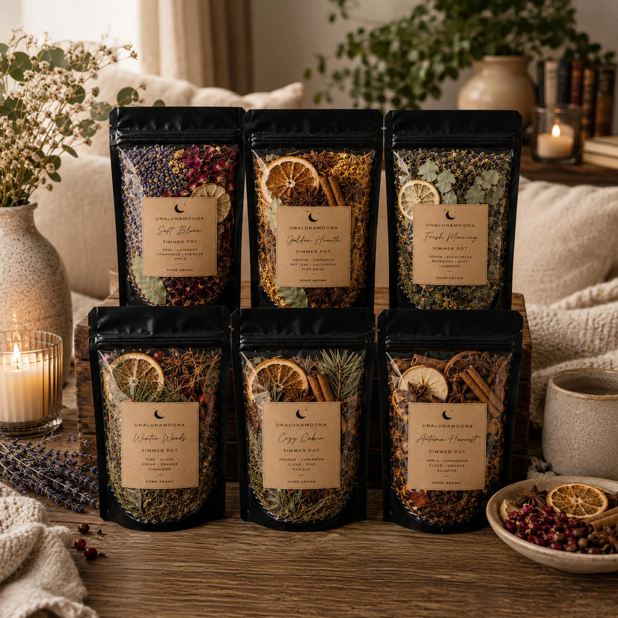 Simmer Pot Kit | Home Fragrance | Stovetop Potpourri | Housewarming Gift | Natural Home Scent | Cozy Simmering Pot | Organic Botanical Blend