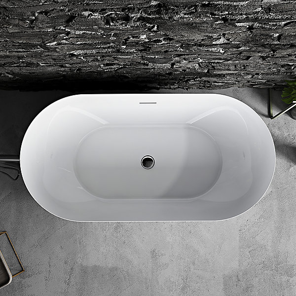 Baignoire îlot design ovale LISBON blanche 160 cm Brillant