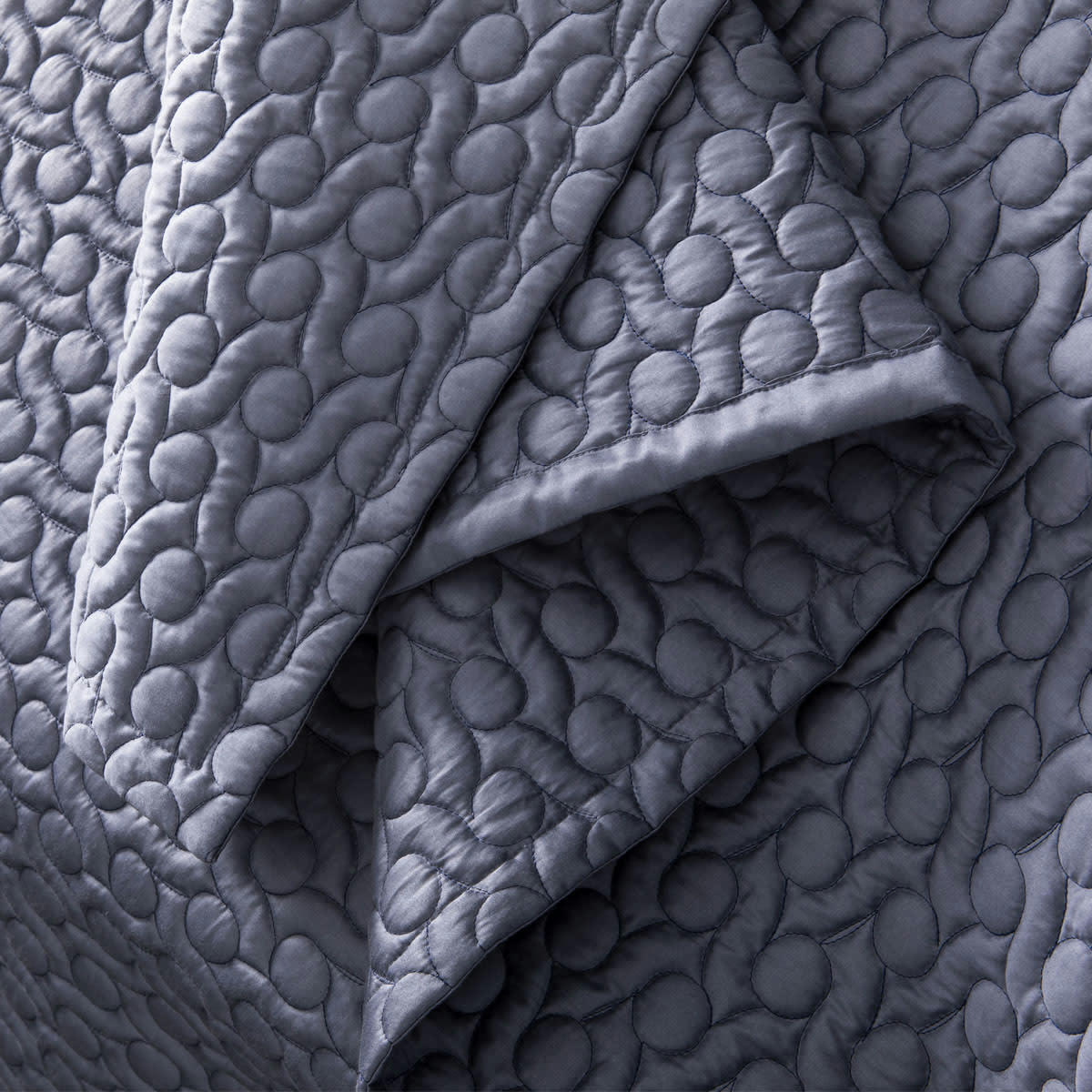 POESIE - Couvre lit en satin de coton bio bleu 260x240