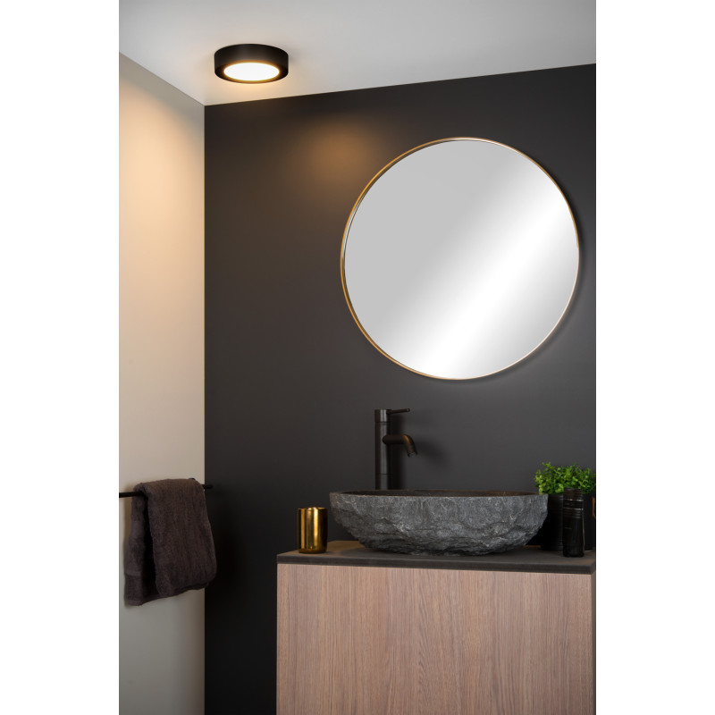 Plafonnier LED pour salle de bain Brice rond noir 686 lm 11 W LUCIDE