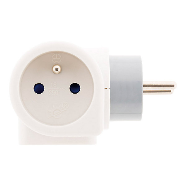 Multiprise triplite 16A rotative 180 degrés - Blanc - Zenitech