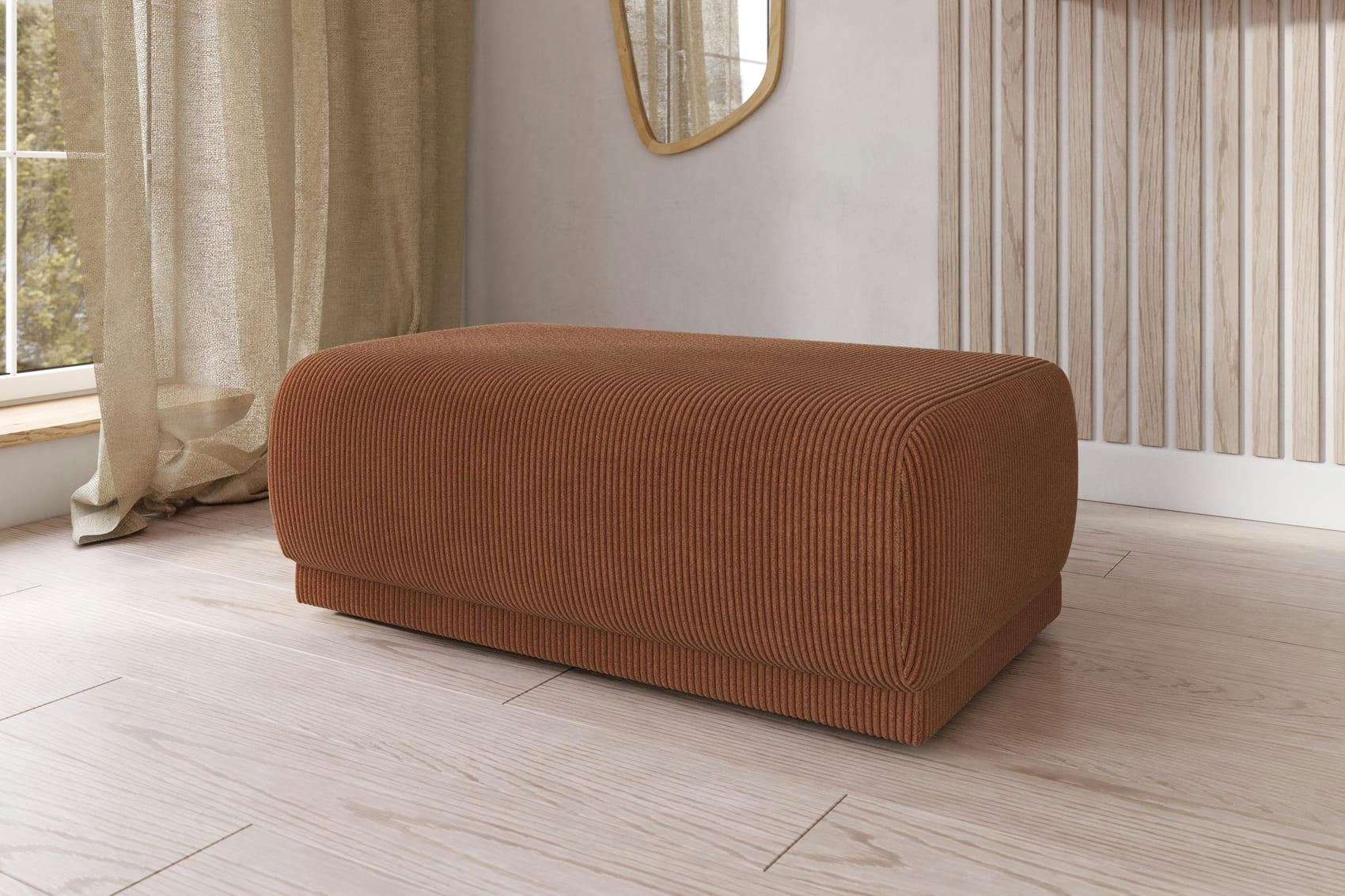 NOVA - Pouf carré en    terracotta