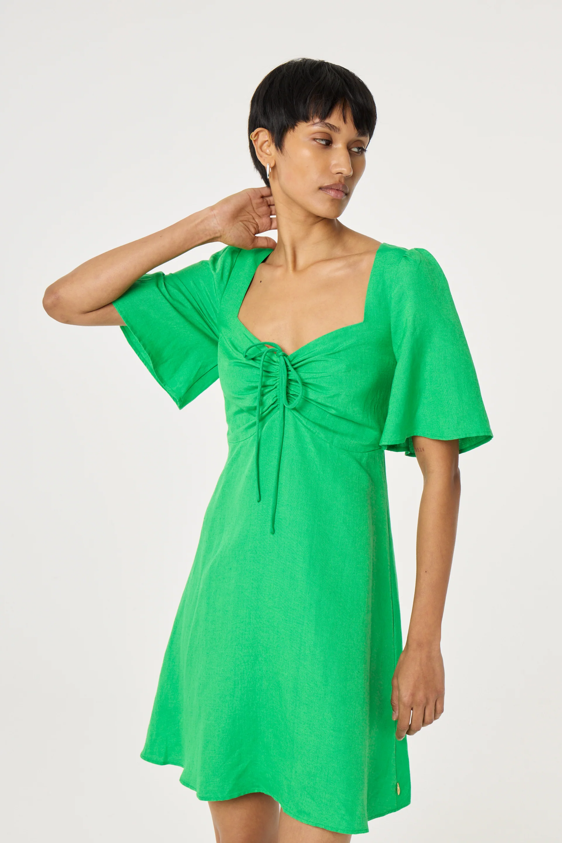 Tilda Short Dress | Green Glimmer