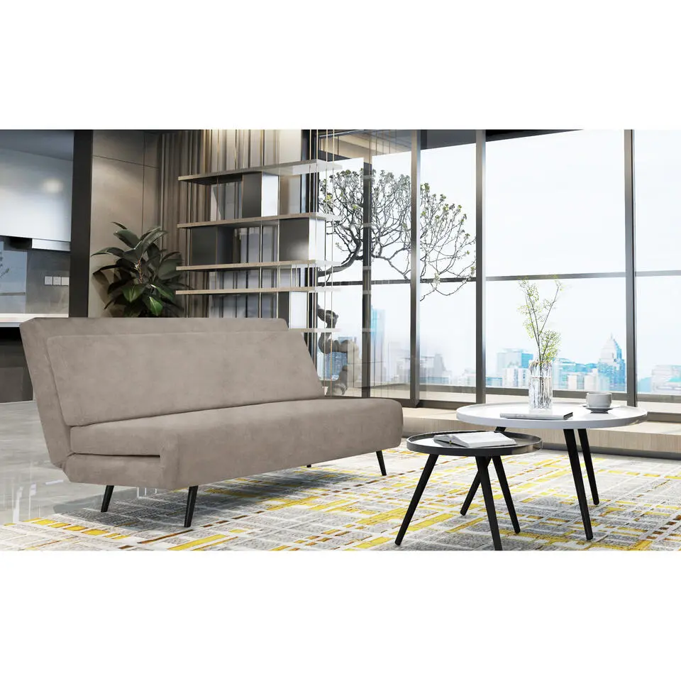 Mallory - Slaapbank 140 cm in taupe fluweel