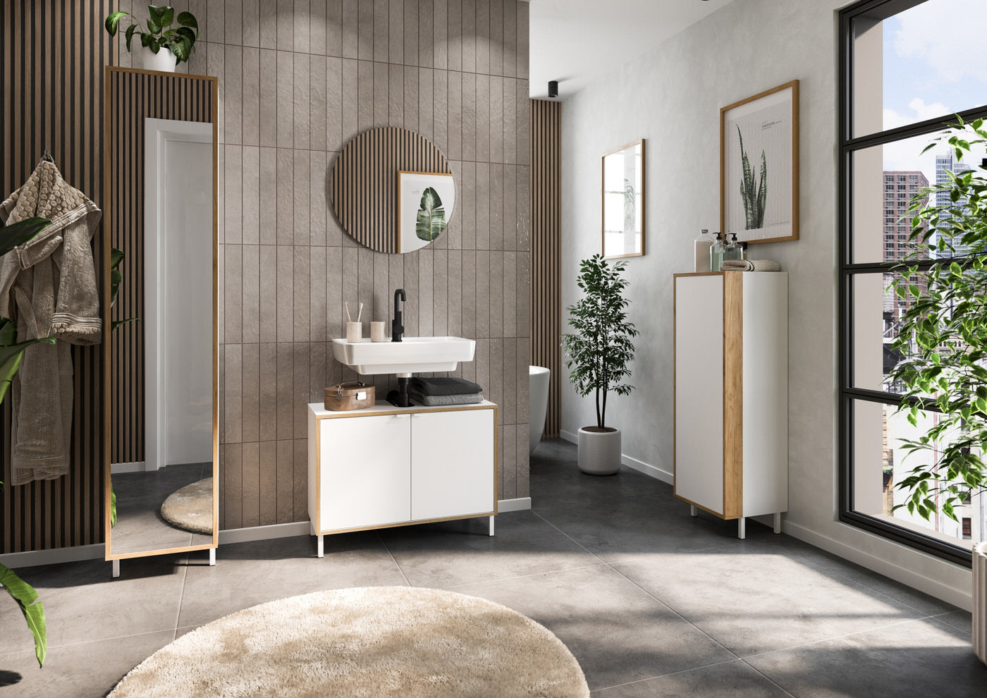 Germania Topeka Wit   Eiken Badmeubel Set Drie