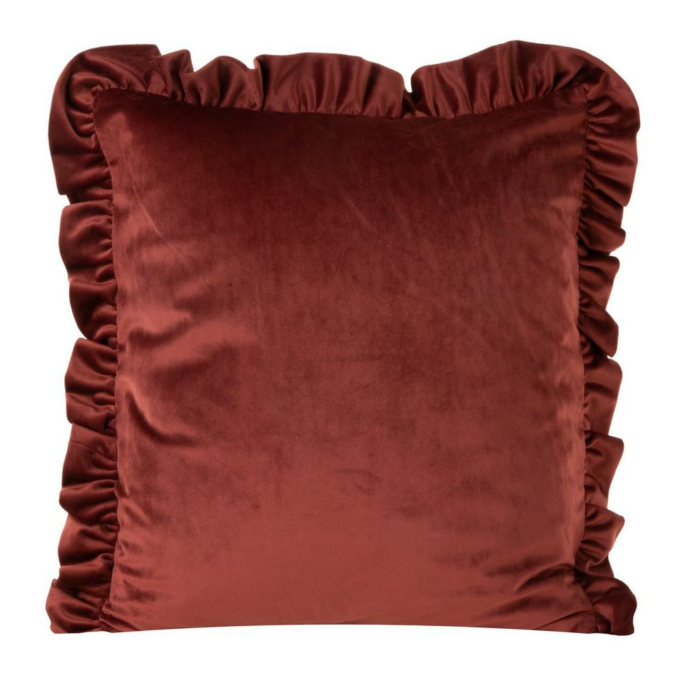 Poszewka 45x45 Velvet 25 ceglasta welurowa falbanka
