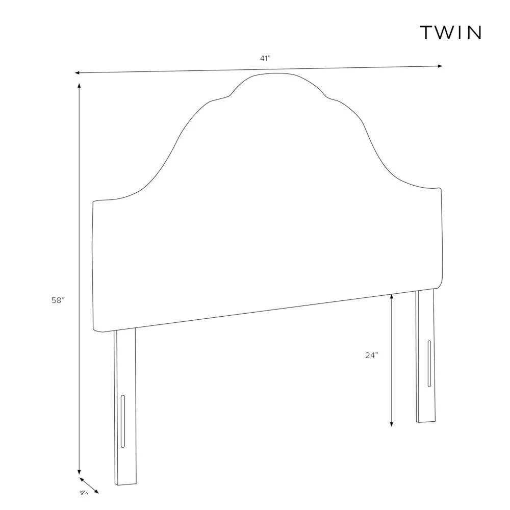 Skyline Furniture Velvet Steel Grey Arch Nail Button Headboard