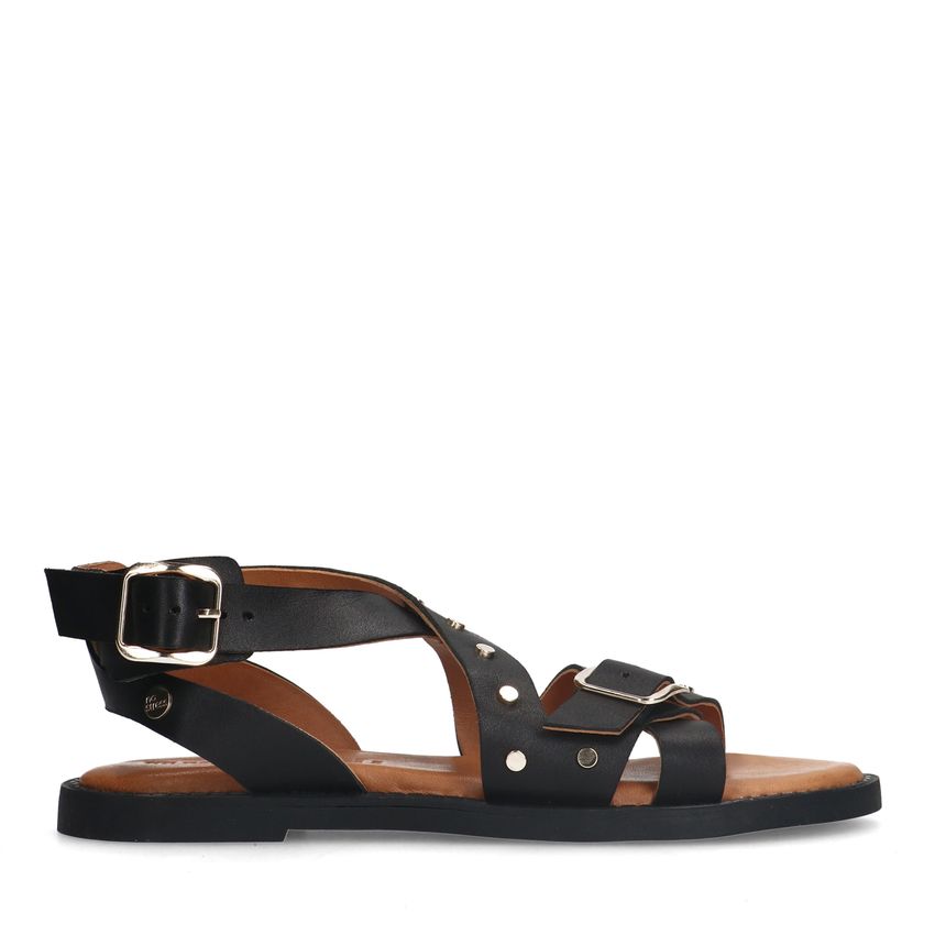 No Stress Zwarte leren sandalen met studs
