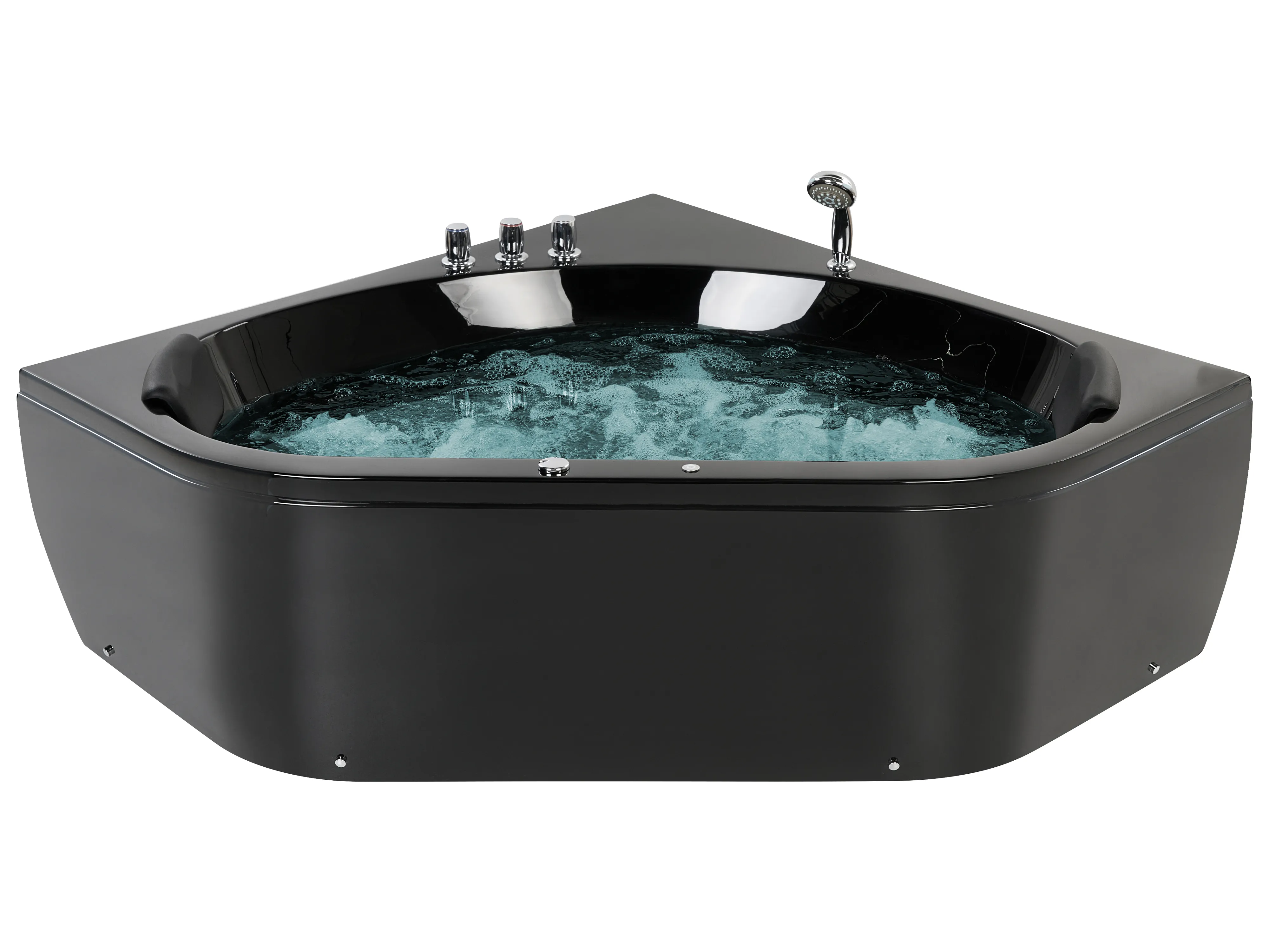 Corner Hot Tub with LED MEVES 1400 x 1400 mm Black