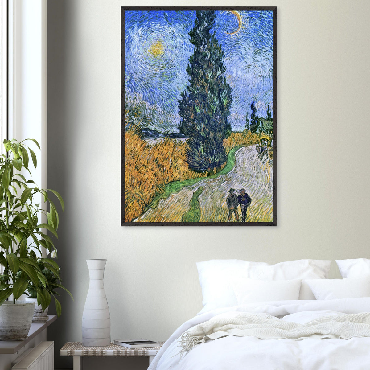 Artfulprints Poster Vincent van Gogh - Landweg in de Provence bij nacht  - 70x100 cm - Blauw