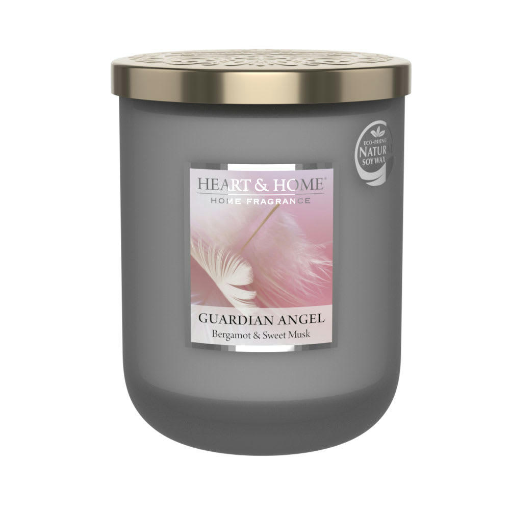 ANGE GARDIEN - Grande bougie cire de soja bergamote, citron et musc délicat 70h