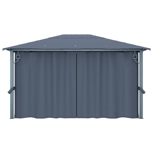 NNEVL Gazebo with Curtain 400x300 cm Anthracite Aluminium