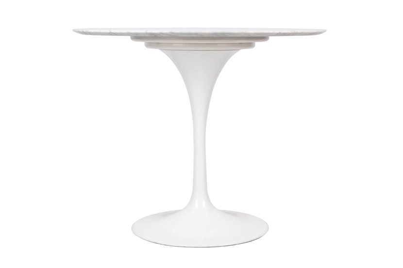 Stół TULIP MARBLE 90 CARRARA biały - blat okrągły marmurowy