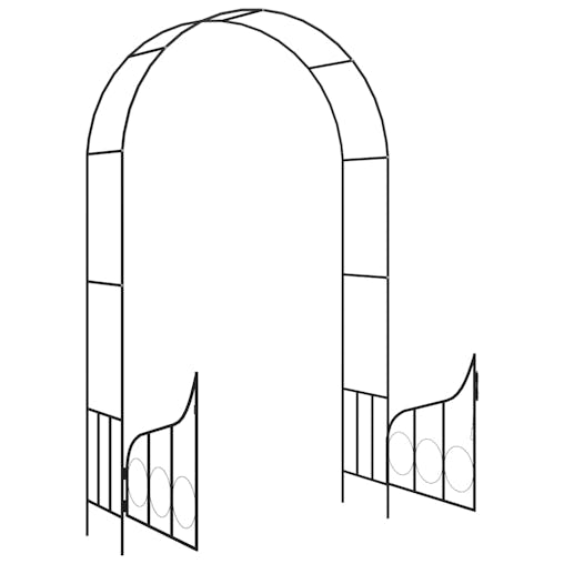 NNEVL Garden Arch with Gate Black 138x40x238 cm Iron