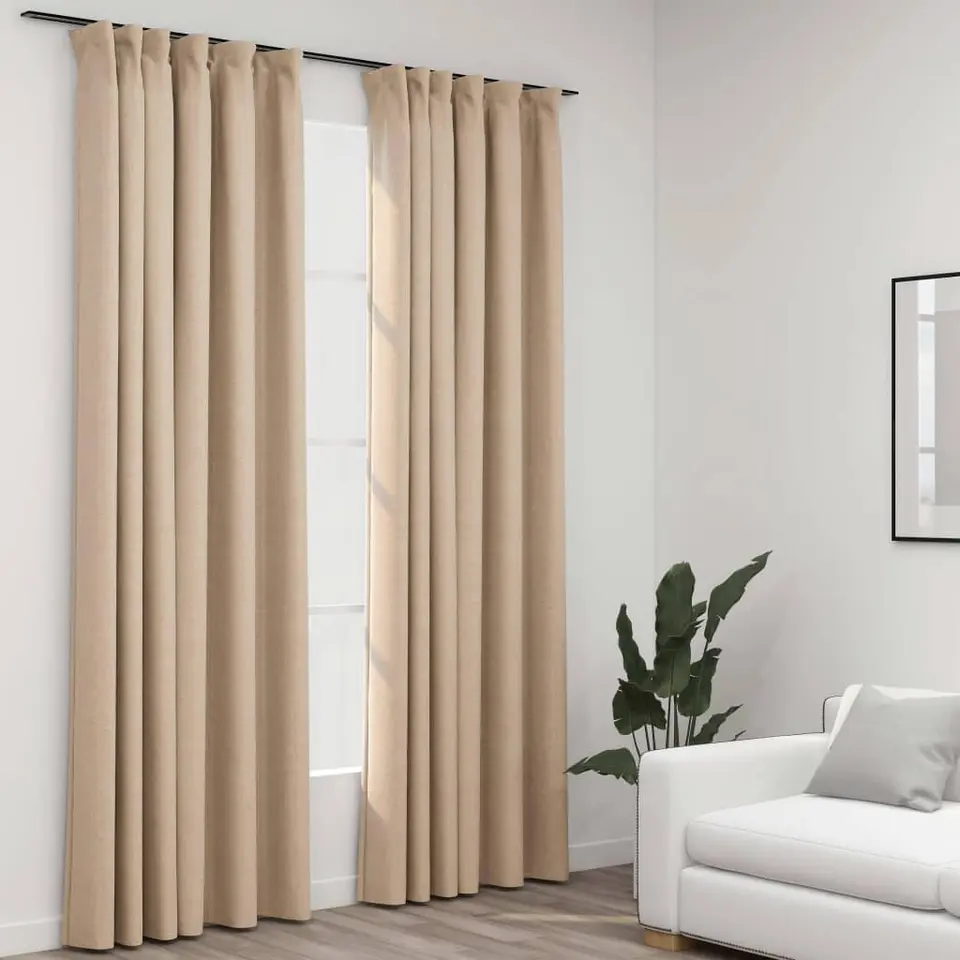 vidaXL - Gordijn - Beige - Stof - 140 x 225 cm - 2 stuks