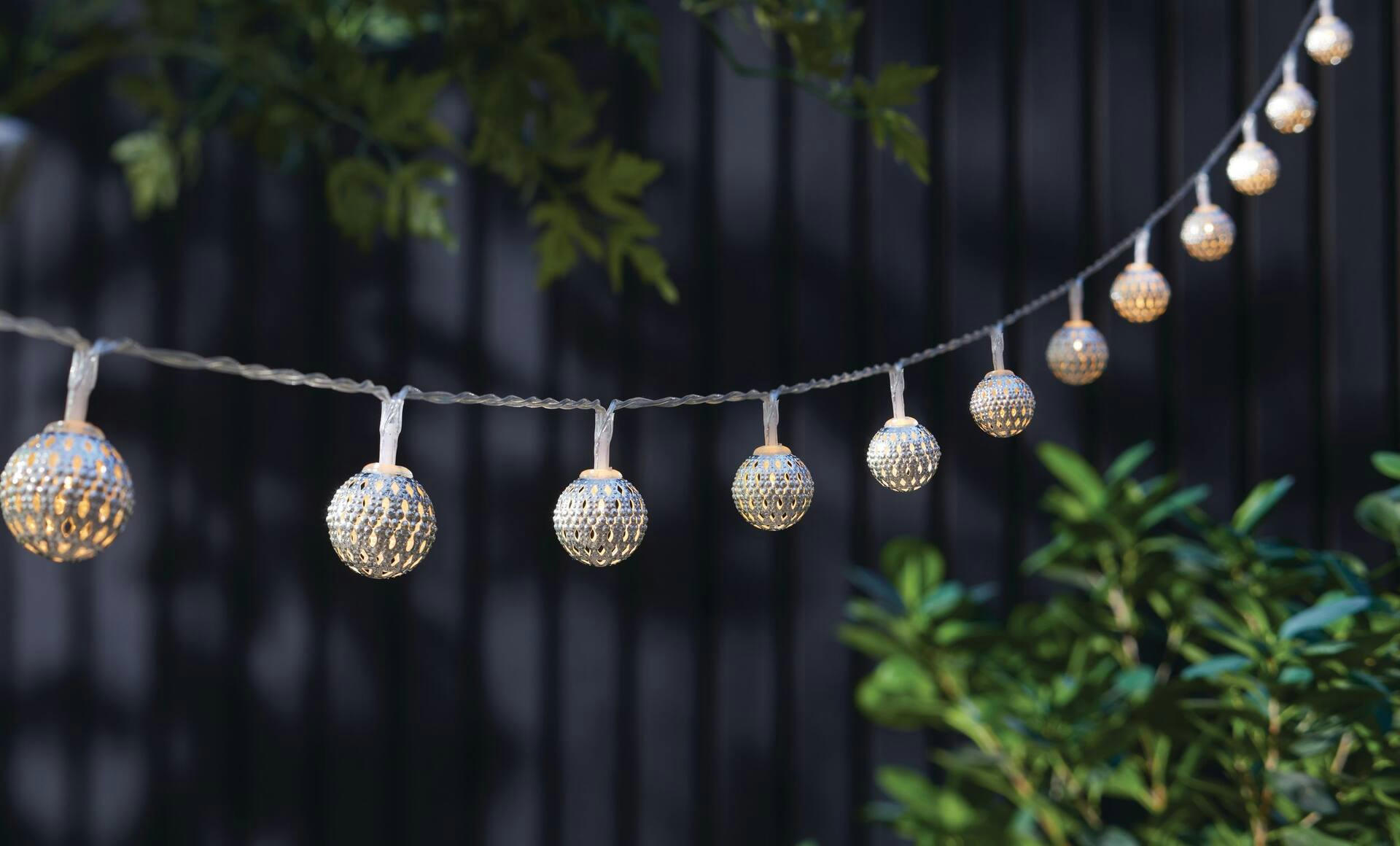 CANVAS Glow Solar-Powered Garden String Lights, Silver, 20-pc