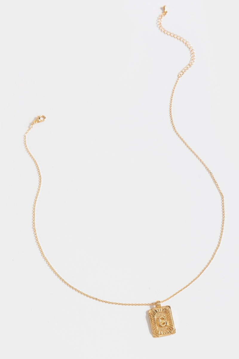 Initial ID Tag Pendant Necklace