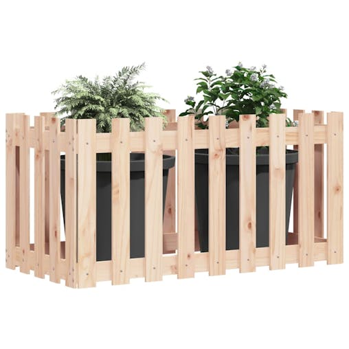 NNEVL Garden Raised Bed with Fence Design 100x50x50 cm Solid Wood Pine