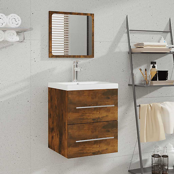 Armoire de salle de bain avec miroir Chêne fumé 41x38,5x48 cm vidaXL
