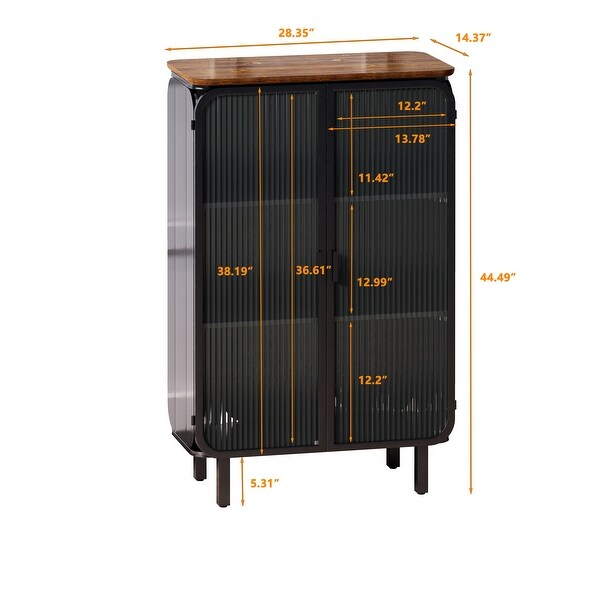 28.35"Glass Doors Modern Two-door Cabinet