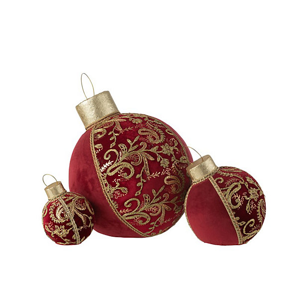 Boule de décorative en polyrésine rouge 23x23x32 cm
