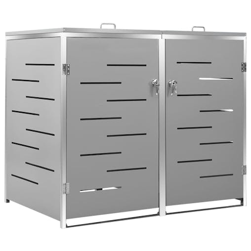 NNEVL Double Wheelie Bin Shed 138x77.5x115.5 cm Stainless Steel