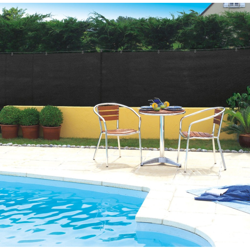 Brise-vue PE tissé 95% avec boutonnière noir 1,5 x 10 m TOTALTEX