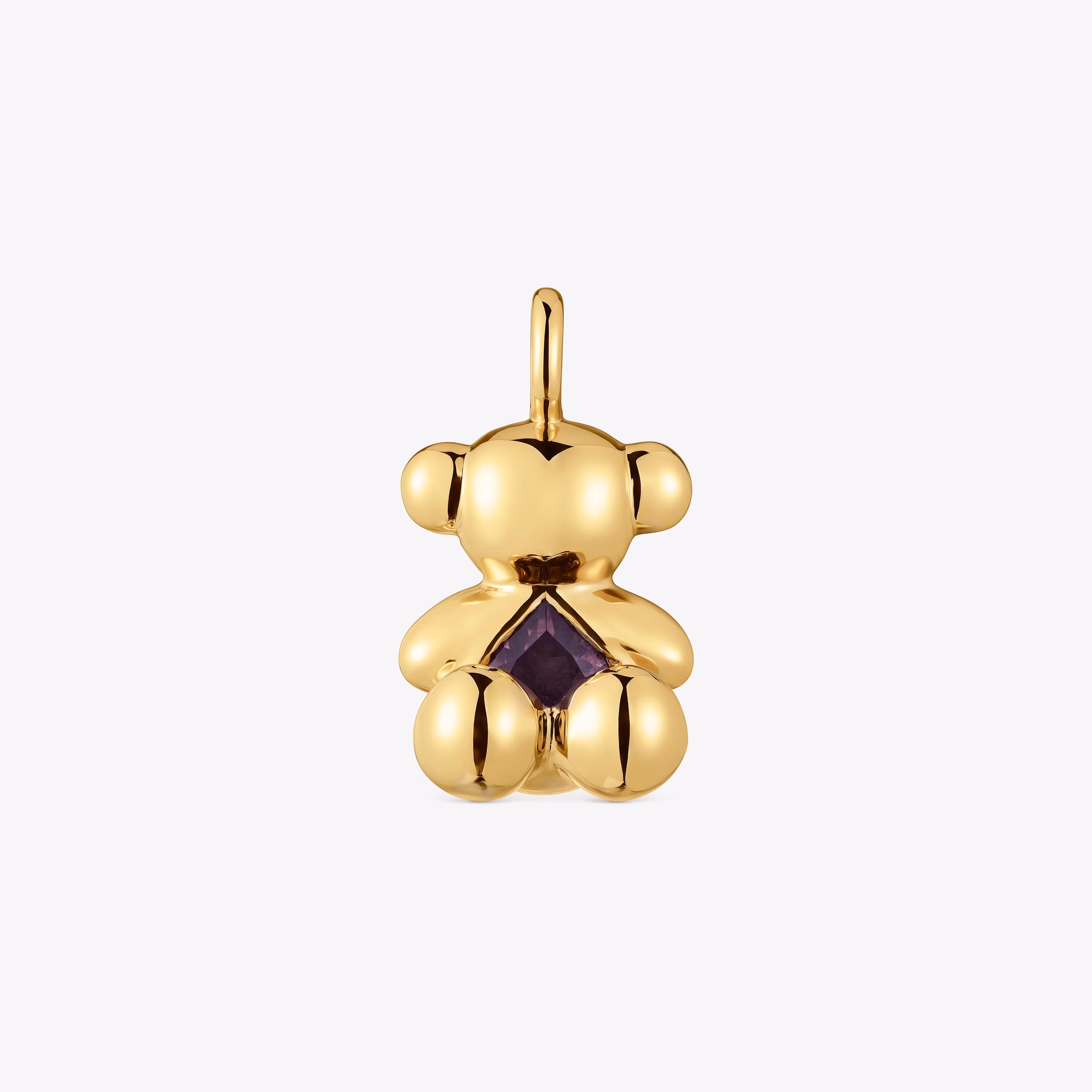 Colgante oso mediano con baño de oro 18 kt sobre plata y amatista Bold Bear