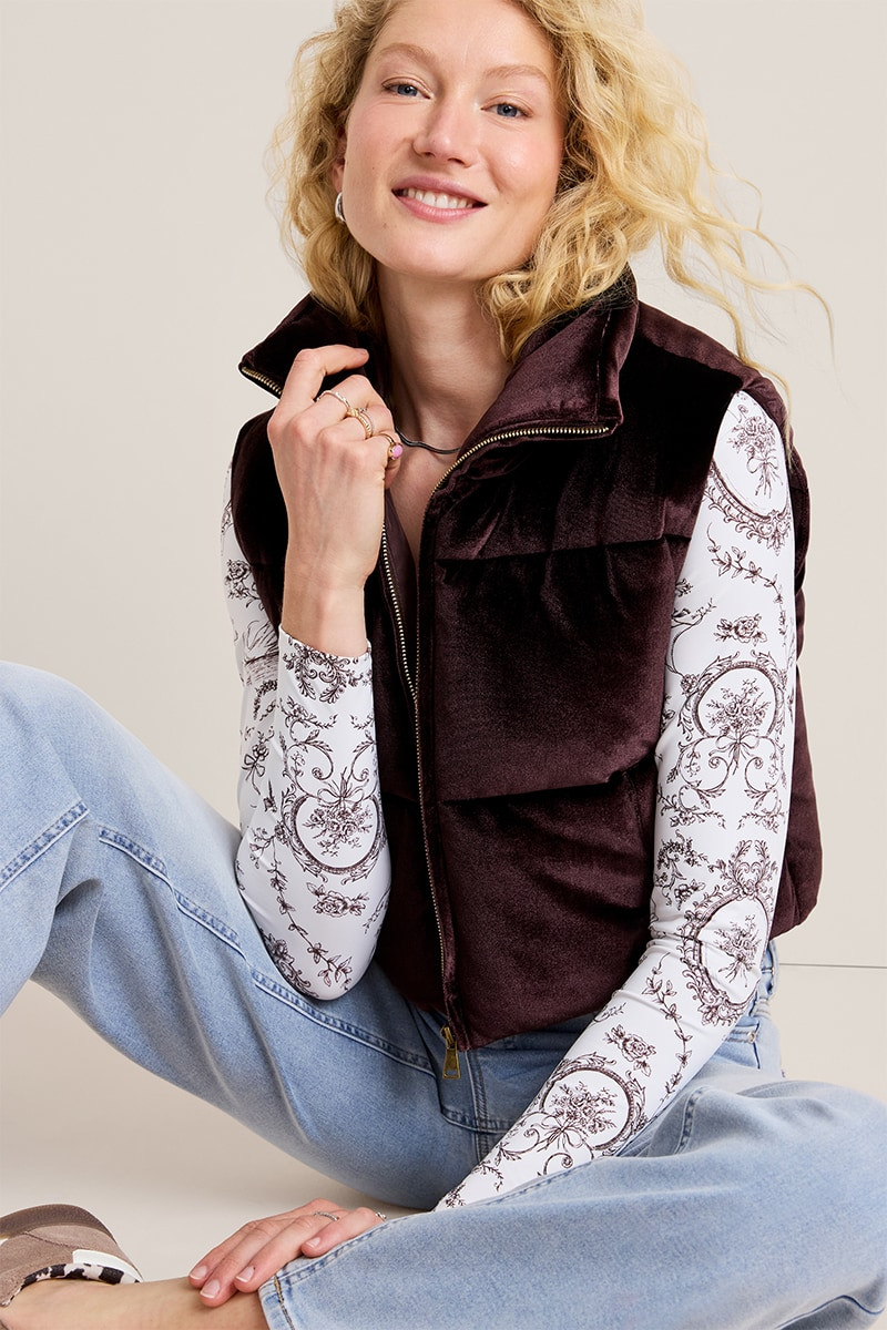 Natalie Velvet Puffer Vest