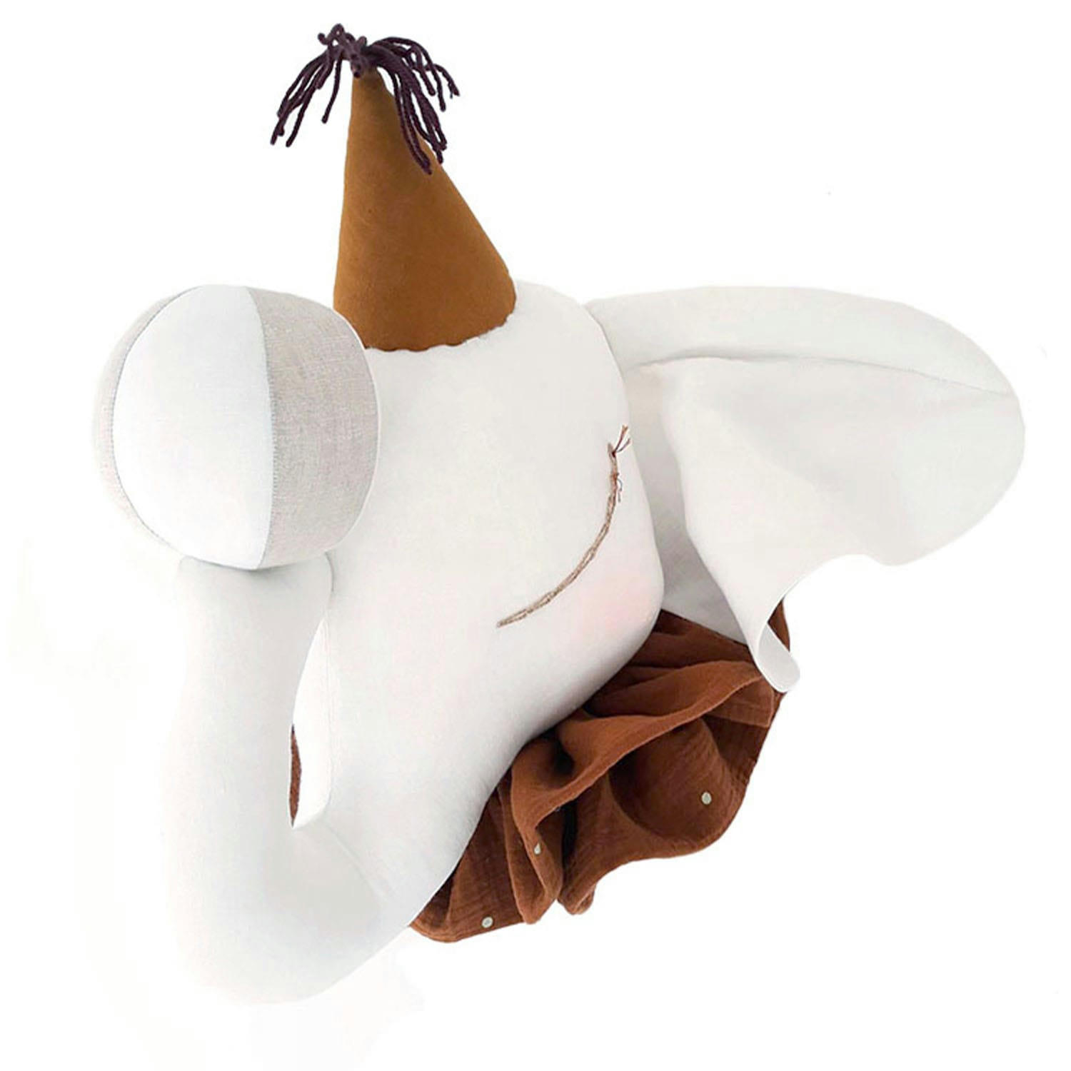 - Trophée en lin Éléphant Marron