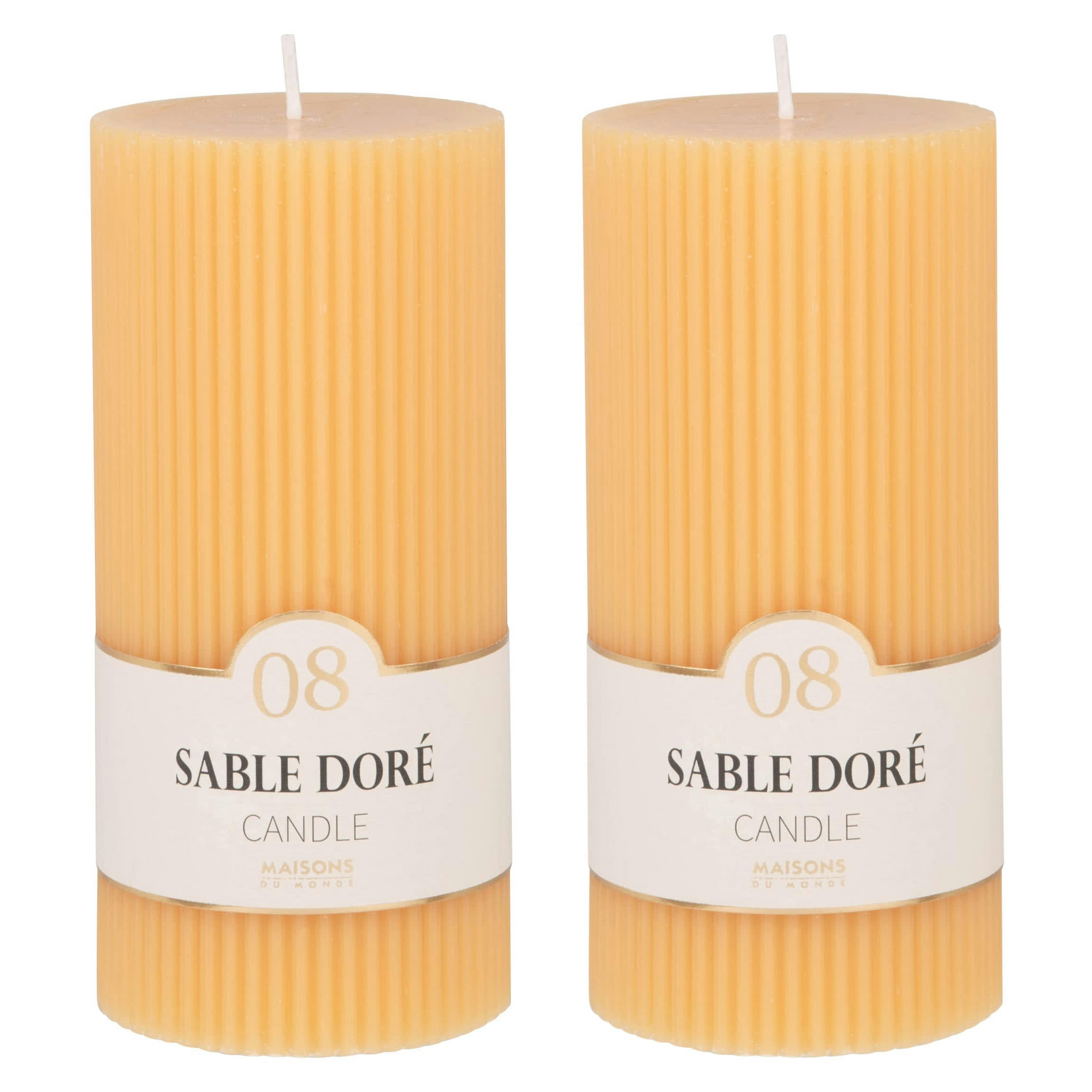 COLORAMA - Bougie striée parfumée jaune H15, 500g