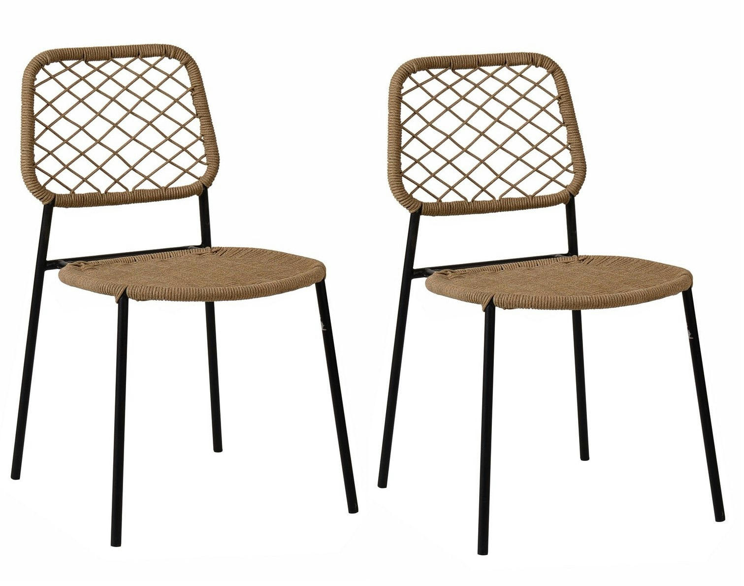 CORDOU - 2 Chaises de repas corde beige