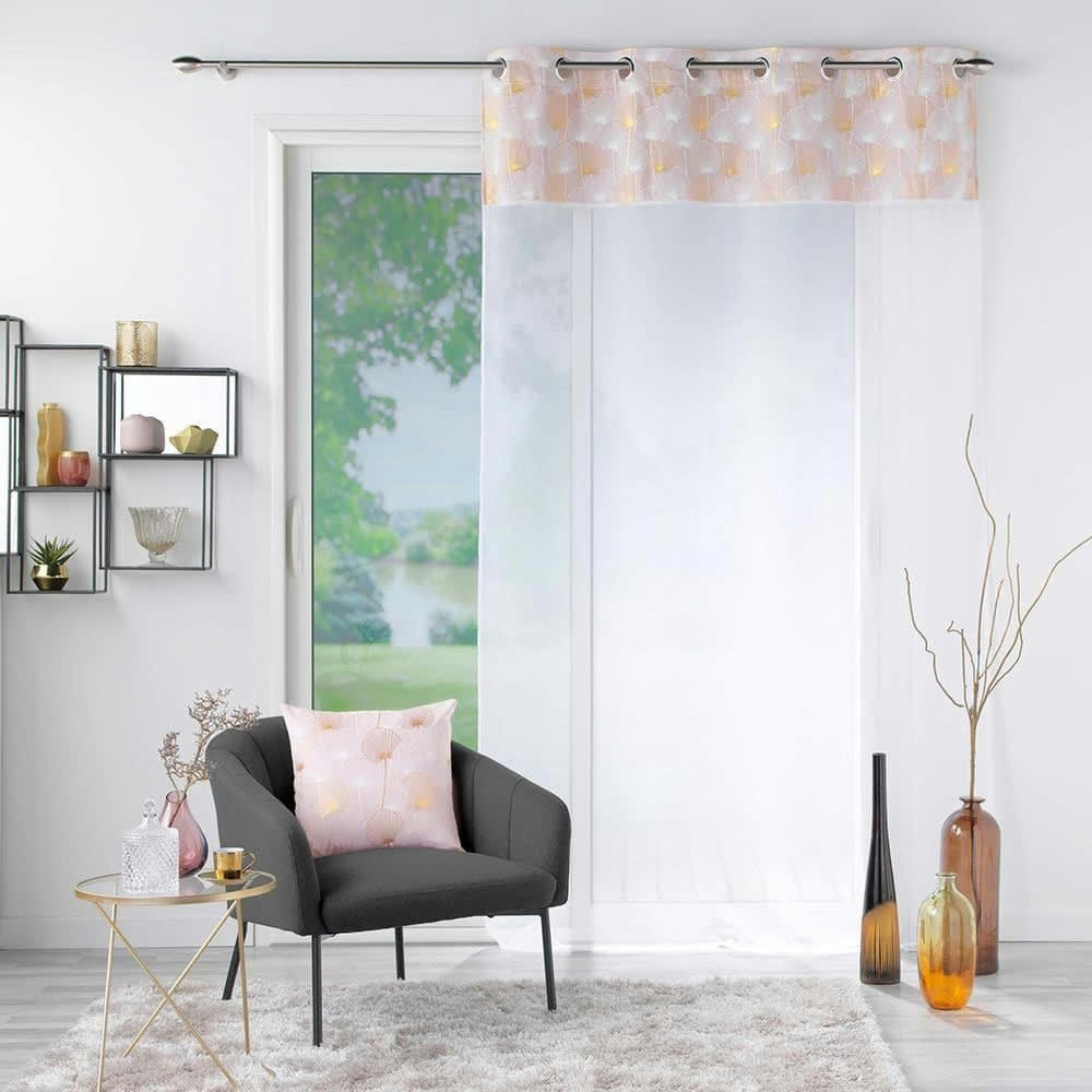 CLAIRINE - Voilage sable top velours or rose 140x240cm