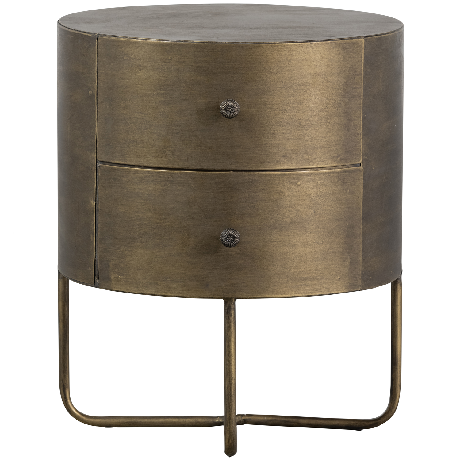 WOOOD kastje Rond Glossy - Metaal - Antique Brass - 48x39x39