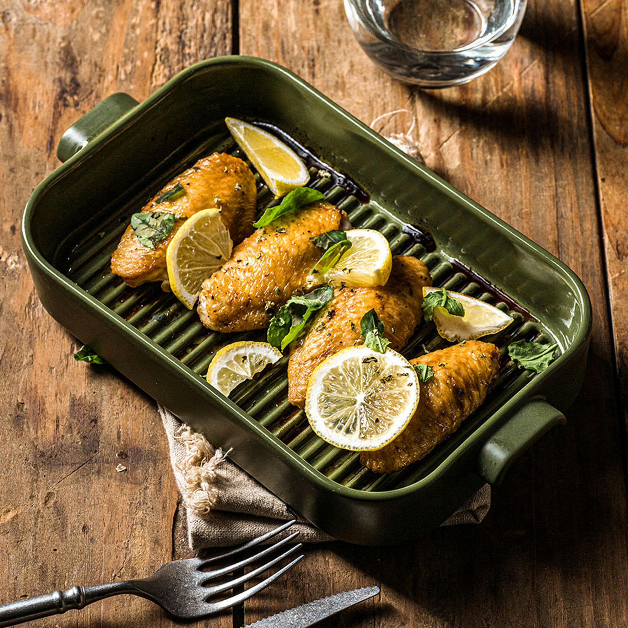 OCTAVE - Plat à four grille en grès vert