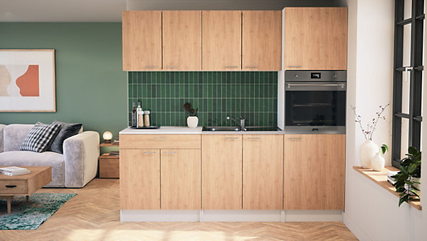 Meuble haut de cuisine Primalight 2 porte L. 80 cm chêne