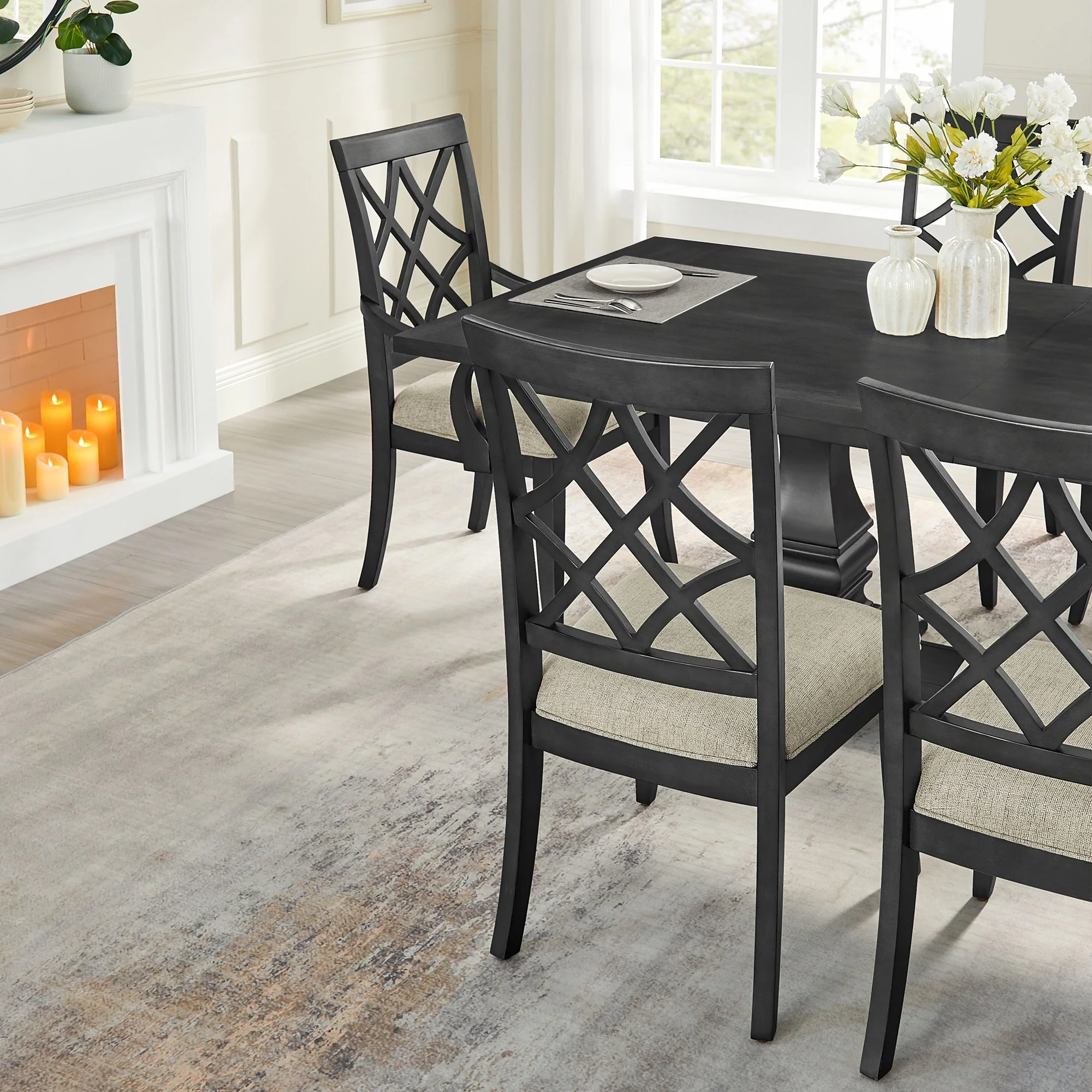 Modern Set of 2 Dining Chairs with Armrests and Upholstered Seat, Suitable for Living Room, Dining Room and Bar Counter