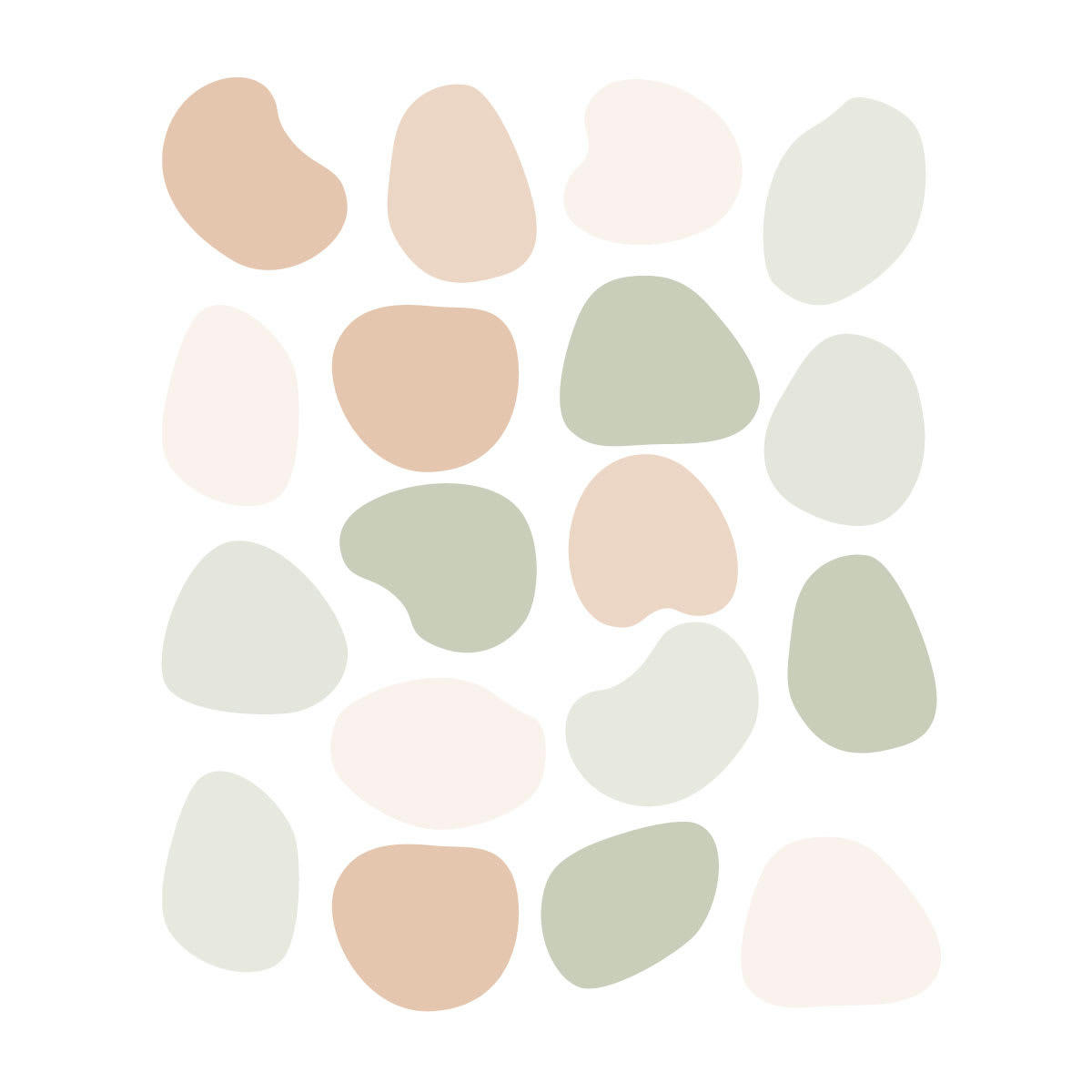 PEBBLES - Stickers muraux en vinyle cailloux vert et beige