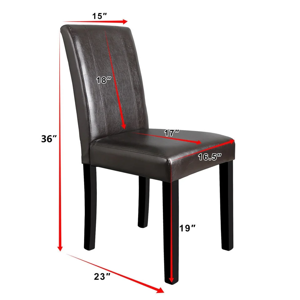 Set of 2 Elegant Brown Leather Armless Dining Parson Chairs