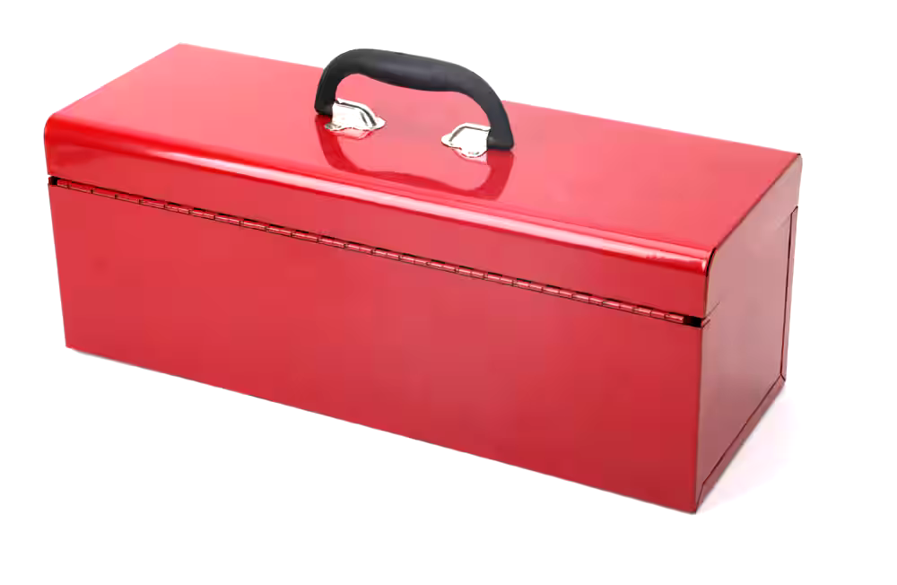 Mastercraft Portable Metal Hip Roof Tool Box w/ Removable Tray, Red, 19-in