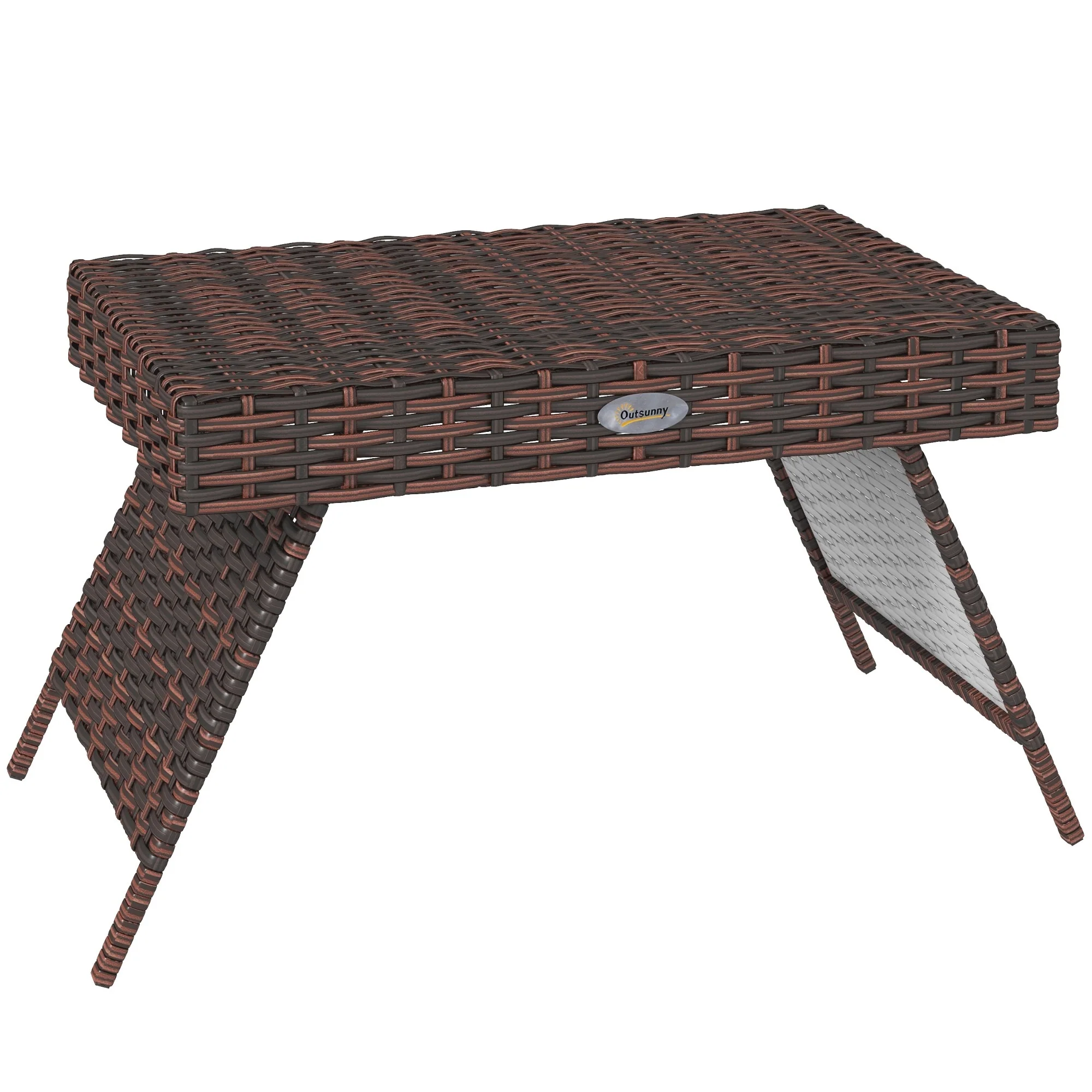 Outsunny Folding Rattan Side Table, Outdoor End Table, Hand Woven PE Rattan Coffee Table