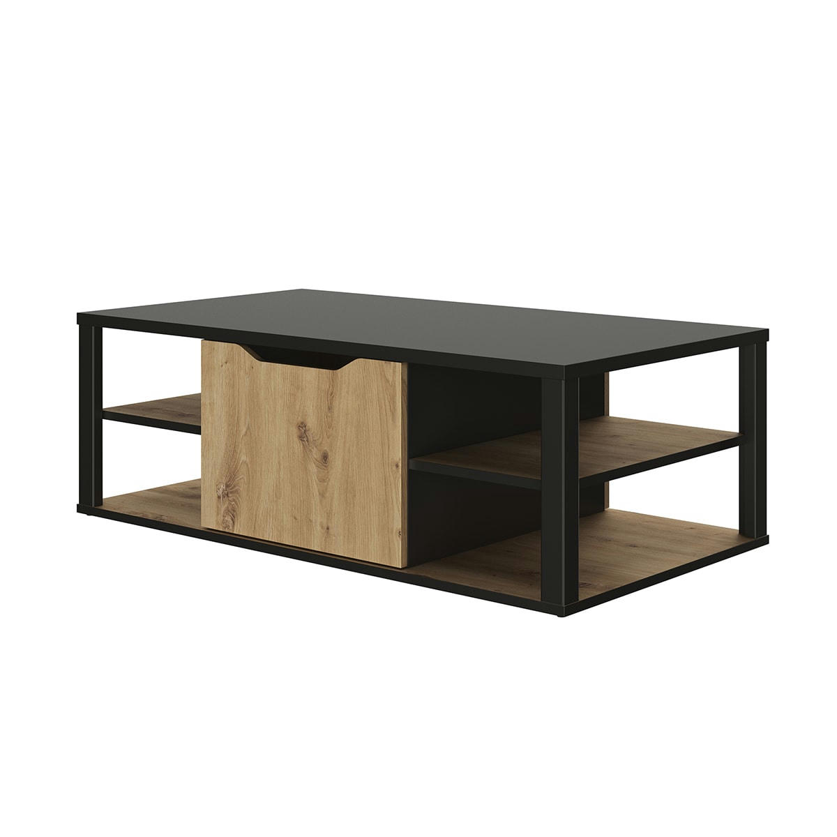 BUXTON - Table basse effet bois et noir